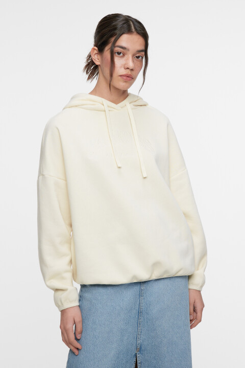 

Худи свободная хлопковая в полоску с капюшоном, Бежевый, Худи свободная хлопковая в полоску с капюшоном