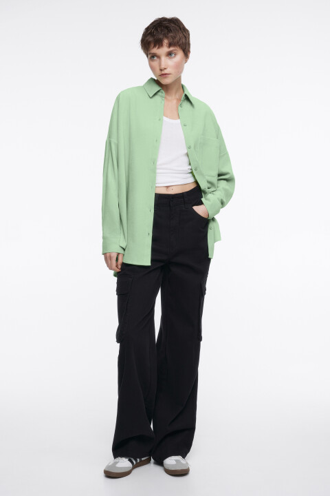 

Рубашка oversize вельветовая с нагрудным карманом, Зеленый, Рубашка oversize вельветовая с нагрудным карманом