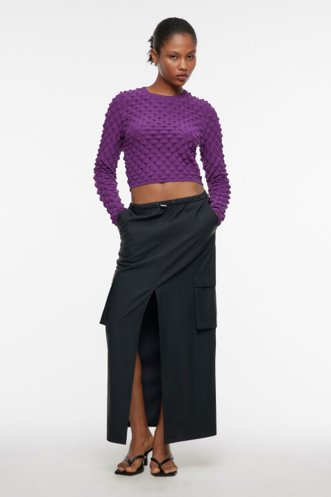 

Джемпер вискозный облегающий с объемным узором, Фиолетовый, Джемпер вискозный облегающий с объемным узором