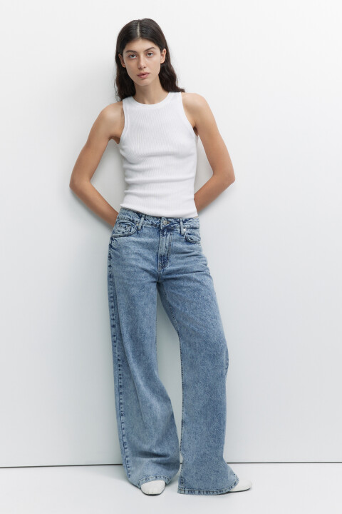 

Джинсы wide широкие со средней посадкой, Голубой, Джинсы wide широкие со средней посадкой