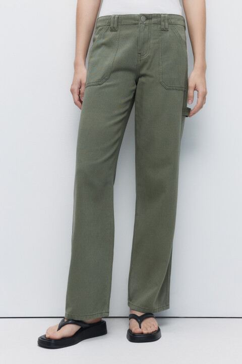 

Джинсы carpenter широкие с накладными карманами, Бежевый, Джинсы carpenter широкие с накладными карманами