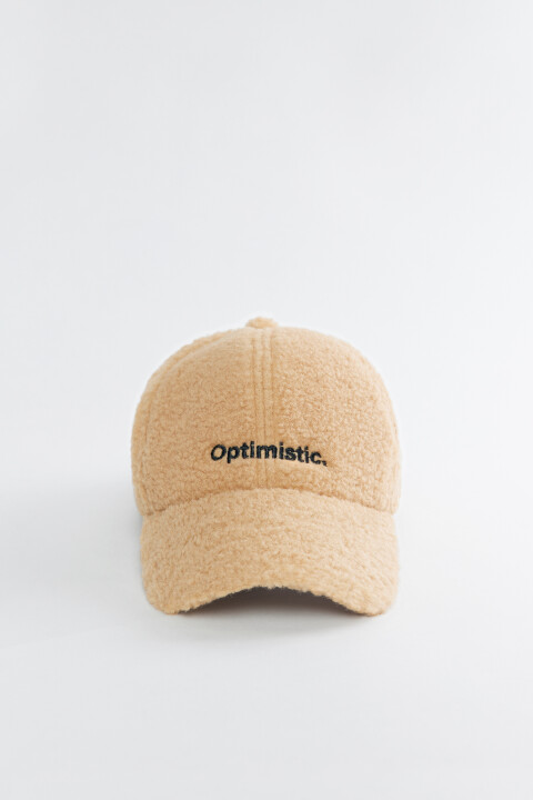 

Бейсболка утепленная плюшевая с принтом-надписью, Бежевый, Бейсболка утепленная плюшевая с принтом-надписью