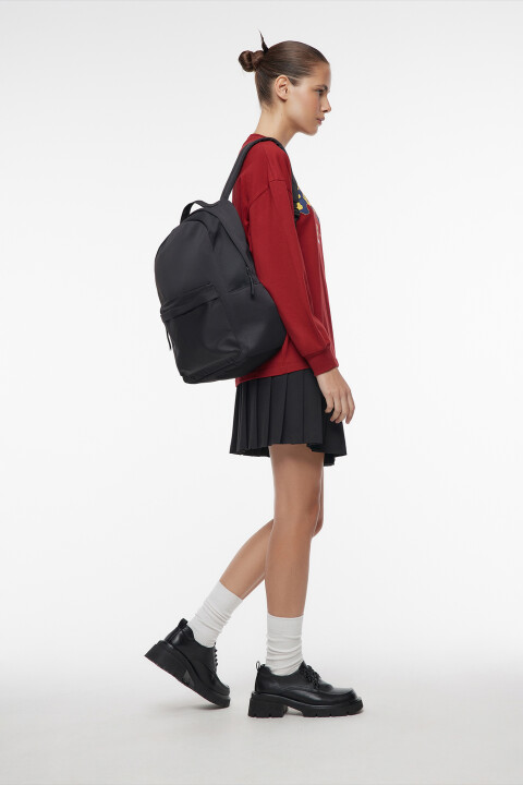 

Рюкзак большой текстильный с наружным карманом, Черный, Рюкзак большой текстильный с наружным карманом