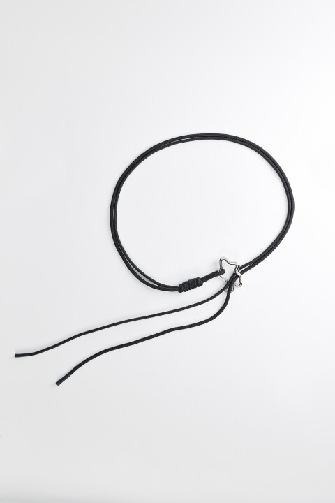 

Ремень-шнурок текстильный с фигурной пряжкой, Черный, Ремень-шнурок текстильный с фигурной пряжкой