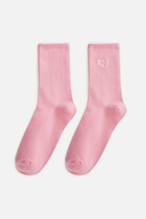 

Носки высокие с вышивкой-сердечком, Розовый, Носки высокие с вышивкой-сердечком