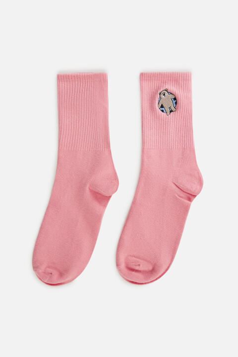 

Носки высокие хлопковые с вышивкой, Розовый, Носки высокие хлопковые с вышивкой