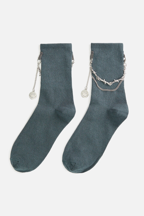 

Носки с цепью декоративной женские, Серый, носки с цепью декоративной женские