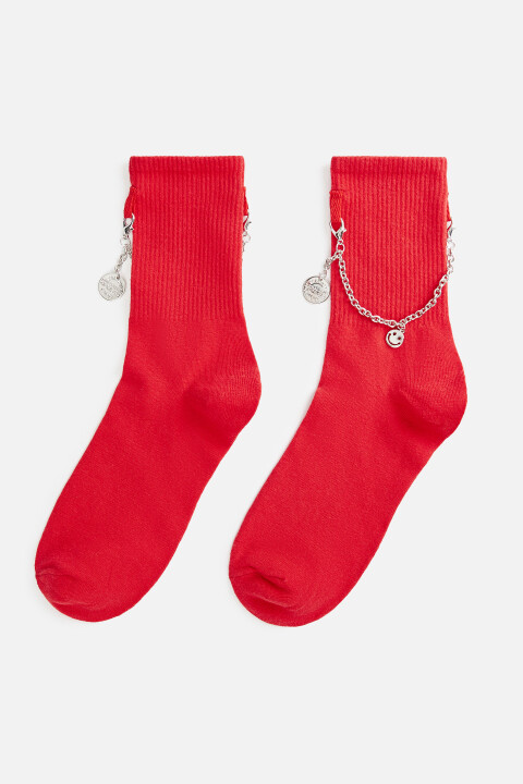 

Носки с цепью декоративной женские, Красный, носки с цепью декоративной женские