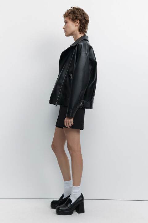 

Туфли-лоферы из экокожи на высоком каблуке с платформой, Черный, Туфли-лоферы из экокожи на высоком каблуке с платформой