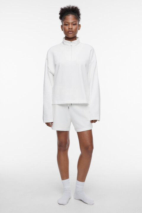 

Шорты домашние хлопковые с поясом на завязках, Белый, Шорты домашние хлопковые с поясом на завязках