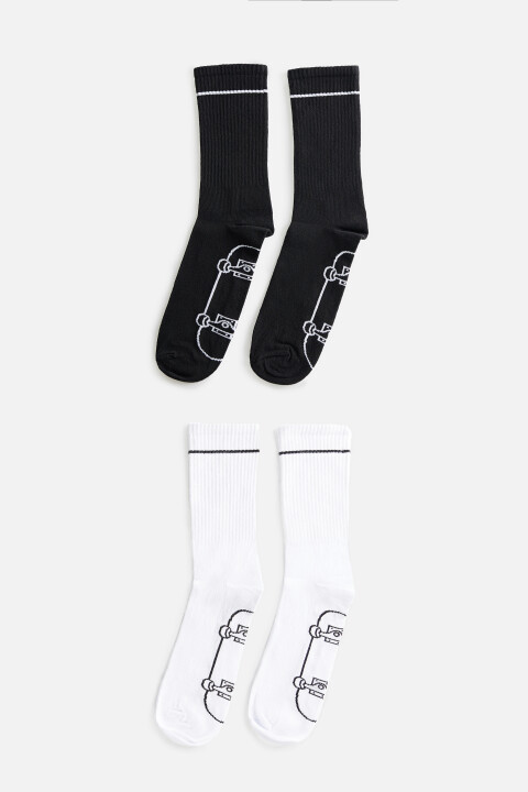 

Набор носков высоких хлопковых с принтом (2 пары), Черный, Набор носков высоких хлопковых с принтом (2 пары)