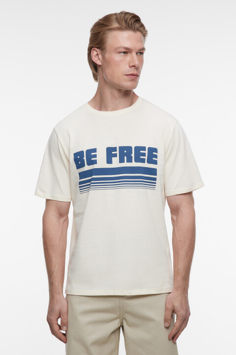 

Футболка прямая хлопковая с принтом в стиле ретро, Бежевый, Футболка прямая хлопковая с принтом в стиле ретро