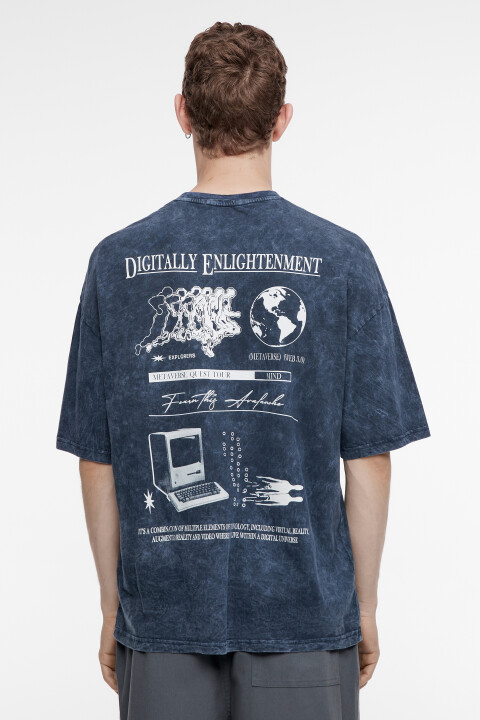 

Футболка oversize вареная с принтом и надписями, Сиреневый, Футболка oversize вареная с принтом и надписями