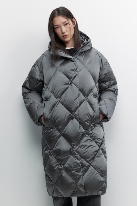 

Пуховик удлиненный на натуральном утеплителе, Черный, Пуховик удлиненный на натуральном утеплителе