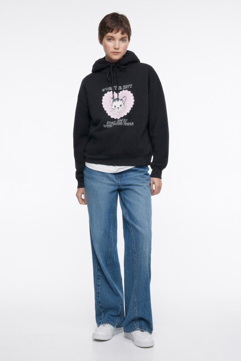 Худи oversize утепленная с мультяшным принтом