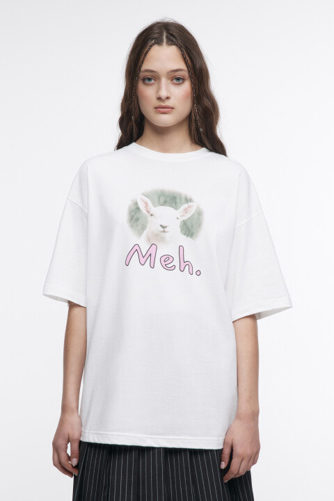 

Футболка oversize с принтом и надписями, Белый, Футболка oversize с принтом и надписями