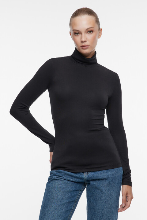 

Водолазка вискозная облегающая с цветочным принтом, Черный, Водолазка вискозная облегающая с цветочным принтом