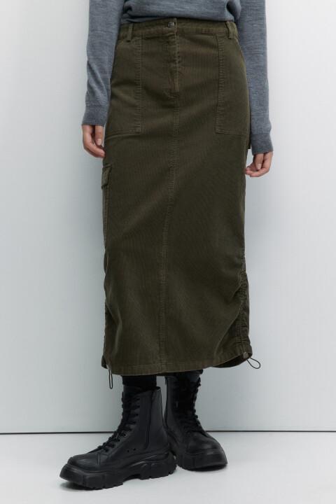 

Юбка-парашют миди с карманами карго, Серый, Юбка-парашют миди с карманами карго