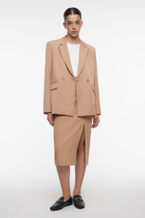 

Пиджак oversize двубортный с боковыми карманами, Коричневый, Пиджак oversize двубортный с боковыми карманами