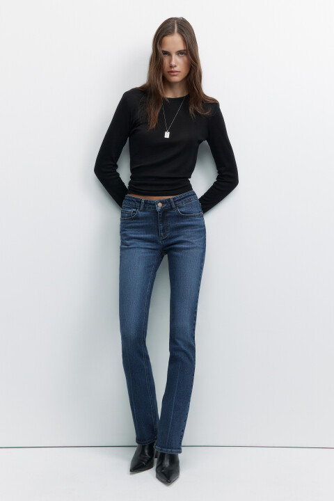 

Джинсы клеш облегающие с низкой посадкой, Синий, Джинсы клеш облегающие с низкой посадкой