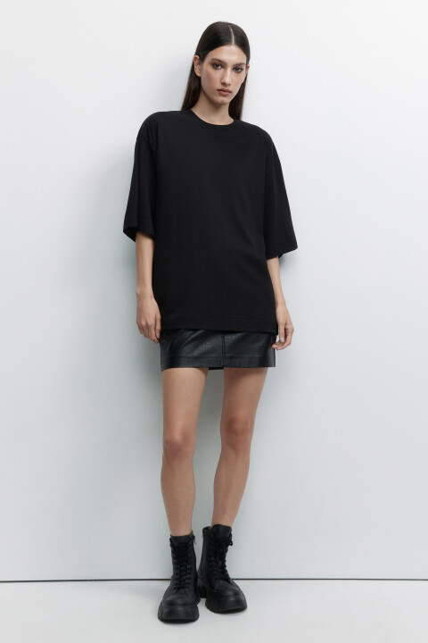 

Футболка oversize с пич-эффектом, Черный, Футболка oversize с пич-эффектом