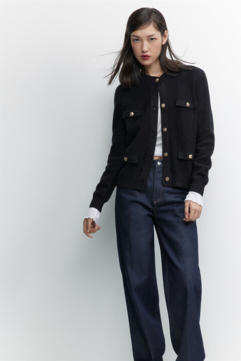 

Кардиган жаккардовый с люрексом, Черный, Кардиган жаккардовый с люрексом