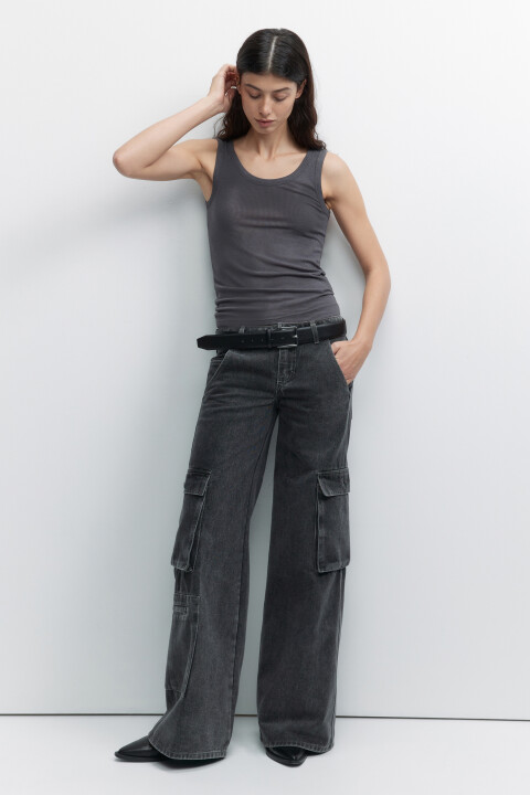 

Джинсы-карго широкие с низкой посадкой, Серый, Джинсы-карго широкие с низкой посадкой