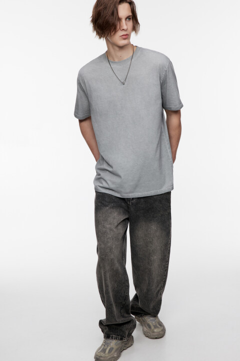 

Футболка oversize хлопковая с вареным эффектом, Серый, Футболка oversize хлопковая с вареным эффектом