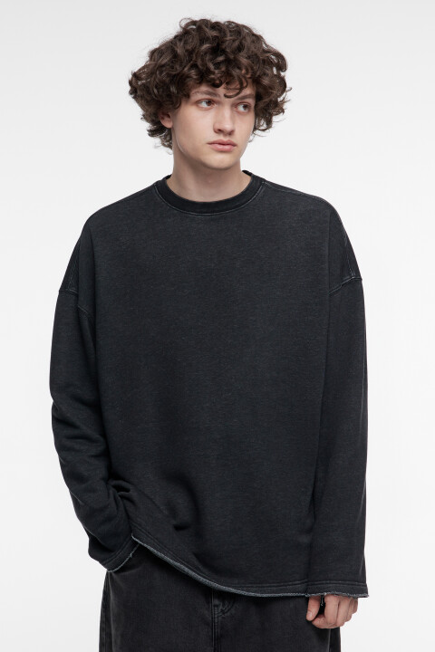 

Свитшот oversize с состаренным эффектом, Черный, Свитшот oversize с состаренным эффектом
