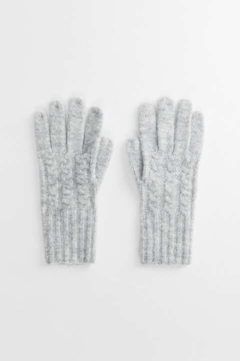 

Перчатки вязаные с узором-косичкой, Серый, Перчатки вязаные с узором-косичкой