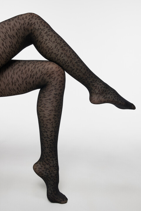 

Колготки капроновые сетчатые с принтом, Черный, Колготки капроновые сетчатые с принтом