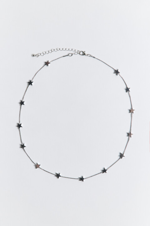 

Цепочка на шею гладкая со звездочками, Серый, Цепочка на шею гладкая со звездочками