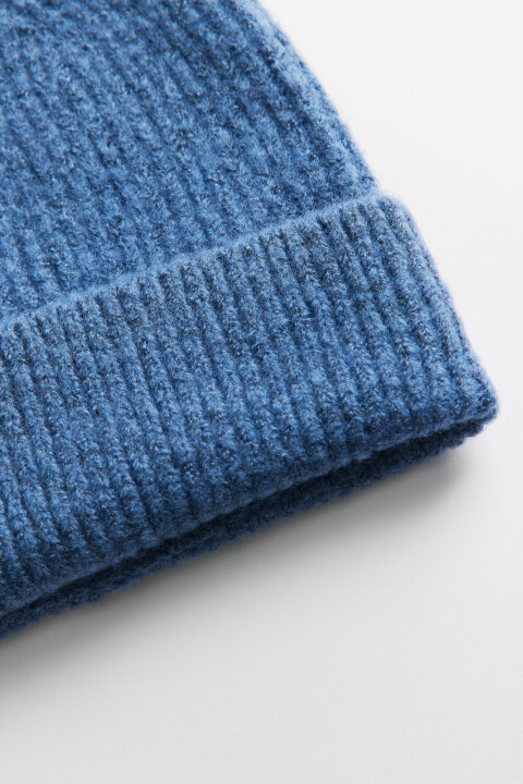 

Шапка-бини вязаная короткая в рубчик, Синий, Шапка-бини вязаная короткая в рубчик