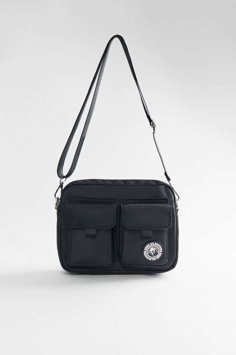 

Сумка-кроссбоди текстильная с наружными карманами, Черный, Сумка-кроссбоди текстильная с наружными карманами