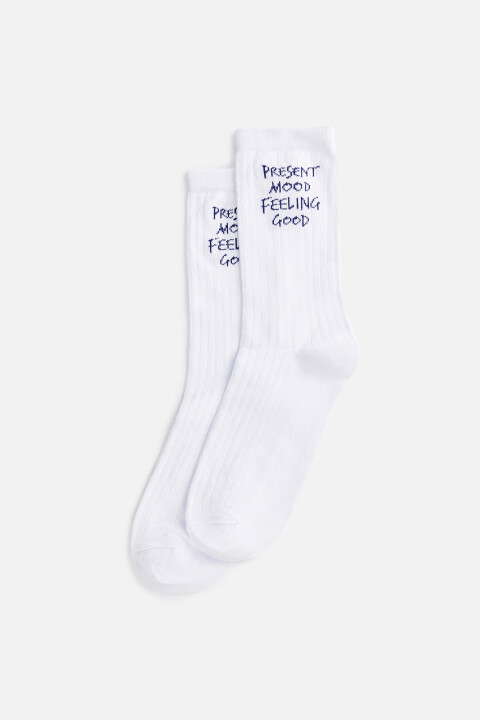 

Носки высокие с принтом-надписью, Белый, Носки высокие с принтом-надписью