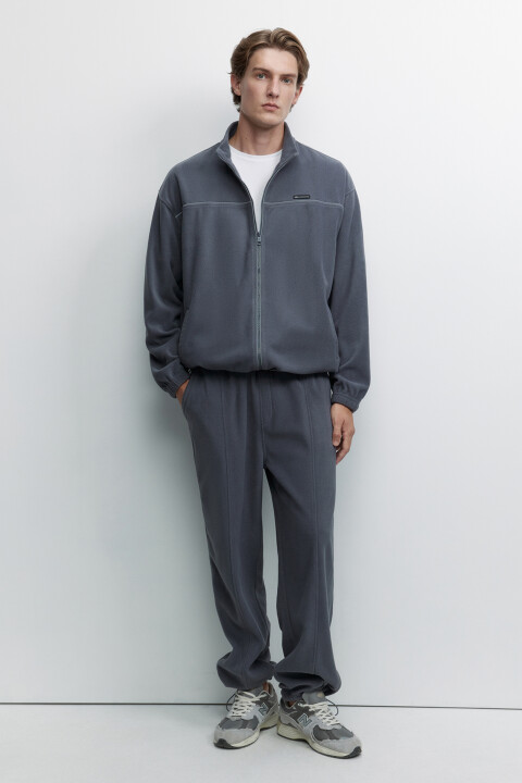 

Худи oversize флисовая на молнии с воротником-стойкой, Серый, Худи oversize флисовая на молнии с воротником-стойкой