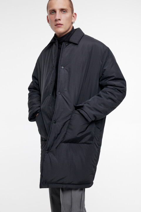 Куртка-пальто длинная утепленная с отложным воротником