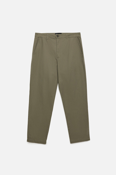 

Брюки-чинос хлопковые зауженные со средней посадкой, Зеленый, Брюки-чинос хлопковые зауженные со средней посадкой