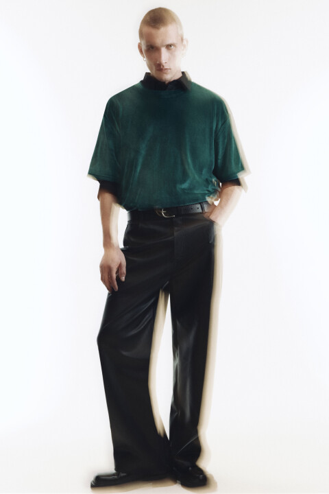 

Футболка oversize из бархатной ткани, Зеленый, Футболка oversize из бархатной ткани