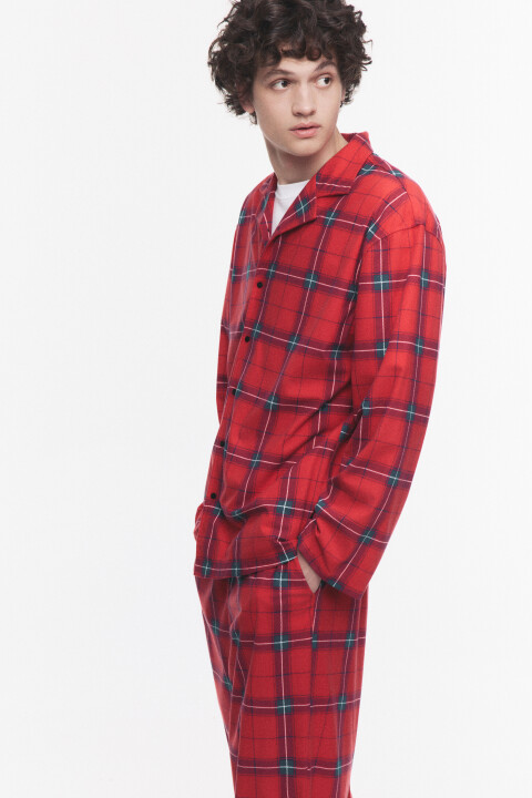 

Рубашка пижамная с принтом в клетку, Красный, Рубашка пижамная с принтом в клетку