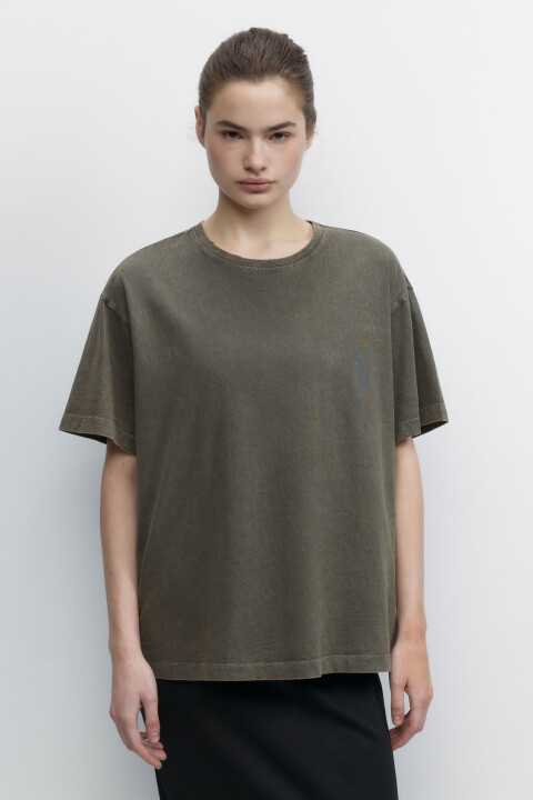

Футболка oversize рваная с вареным эффектом, Серый, Футболка oversize рваная с вареным эффектом