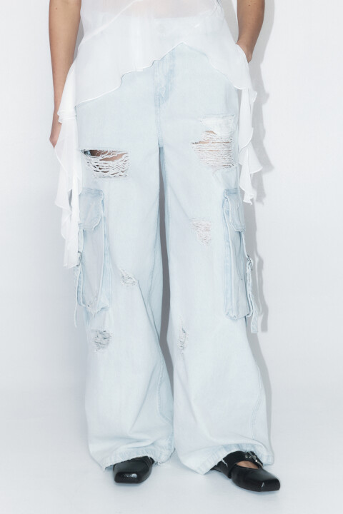 

Джинсы карго с низкой посадкой, Голубой, Джинсы карго с низкой посадкой