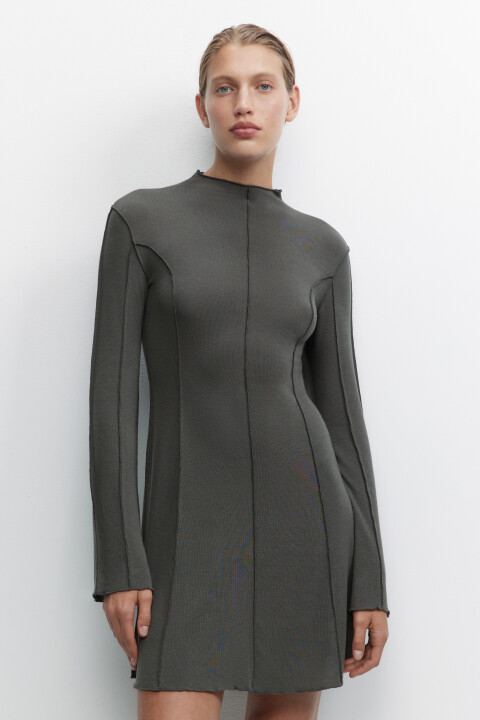 

Платье мини с волнистыми краями и рельефами, Зеленый, Платье мини с волнистыми краями и рельефами