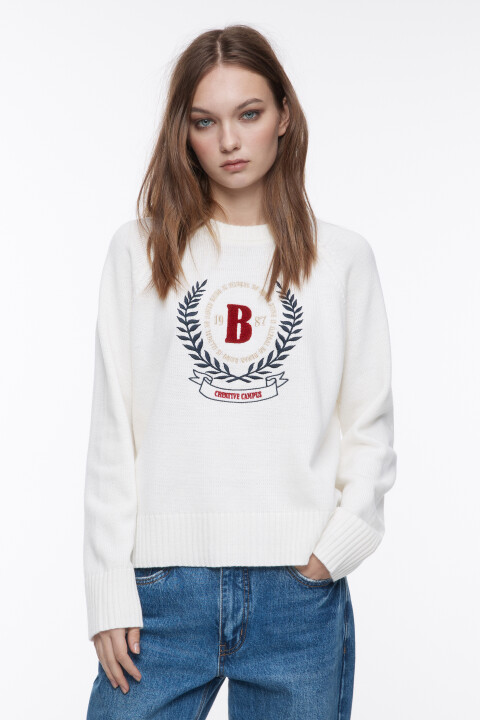 Свитер толстой вязки с принтом