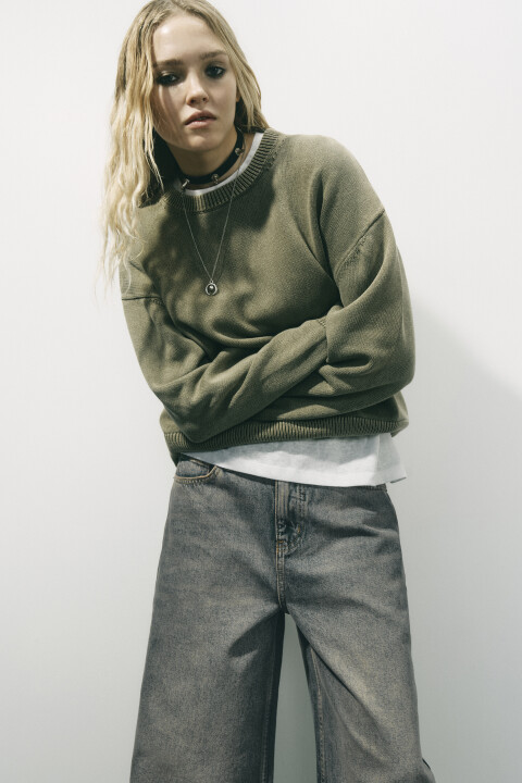 

Джемпер вязаный с состаренным эффектом, Зеленый, Джемпер вязаный с состаренным эффектом