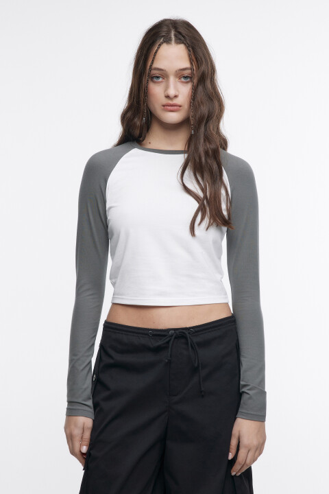 

Лонгслив облегающий с рукавами-реглан, Зеленый, Лонгслив облегающий с рукавами-реглан