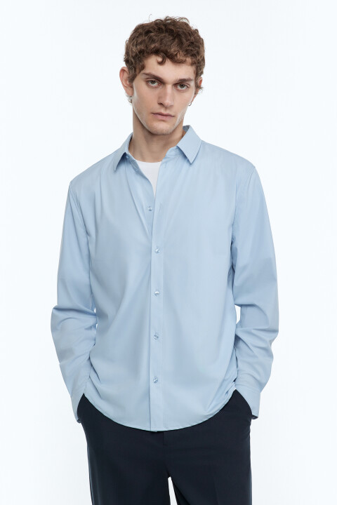 

Рубашка приталенная классическая, Голубой, Рубашка приталенная классическая