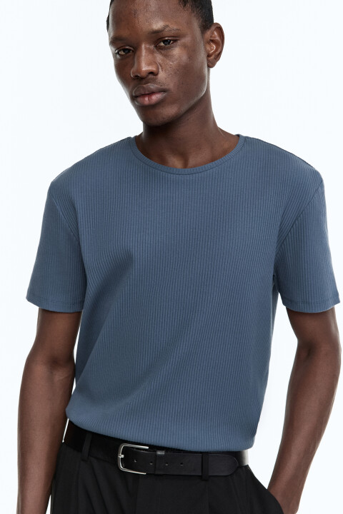 

Футболка хлопковая в рубчик, Зеленый, Футболка хлопковая в рубчик