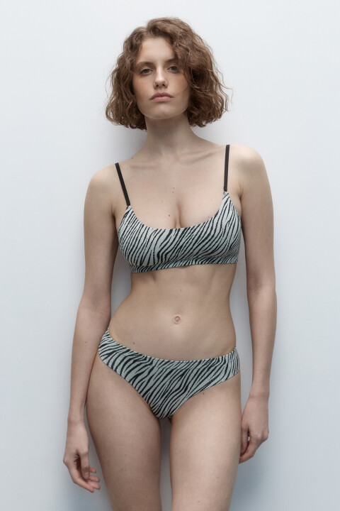 

Трусы-слипы в рубчик с анималистическим принтом, Белый, Трусы-слипы в рубчик с анималистическим принтом