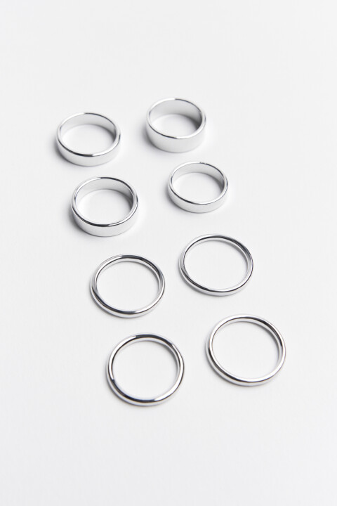 

Набор колец гладких серебристых (8 штук), Белый, Набор колец гладких серебристых (8 штук)